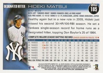 2010 Topps #185 Hideki Matsui Back