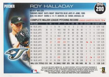 2010 Topps #200 Roy Halladay Back
