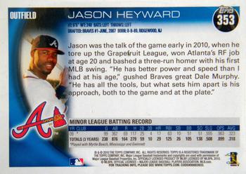 2010 Topps #353 Jason Heyward Back