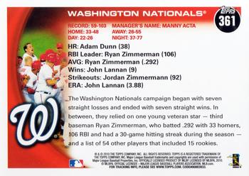 2010 Topps #361 Washington Nationals Back