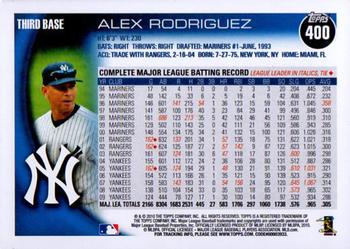 2010 Topps #400 Alex Rodriguez Back