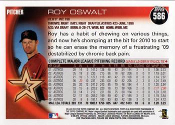 2010 Topps #586 Roy Oswalt Back
