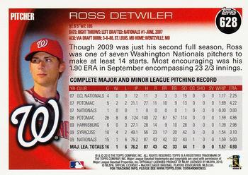 2010 Topps #628 Ross Detwiler Back