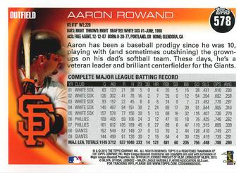 2010 Topps #578 Aaron Rowand Back