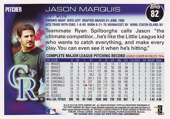 2010 Topps #82 Jason Marquis Back
