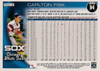2010 Topps #94 Carlton Fisk Back