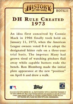 2010 Topps - History of the Game #HOTG21 DH Rule Created Back