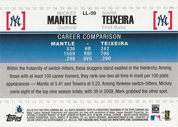 2010 Topps - Legendary Lineage #LL-59 Mickey Mantle / Mark Teixeira Back