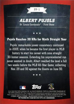 2010 Topps - Peak Performance #PP-1 Albert Pujols Back
