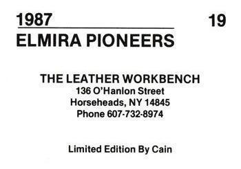 1987 Cain Elmira Pioneers Red #19 Steve Michael Back