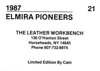 1987 Cain Elmira Pioneers Red #21 Tony Romero Back