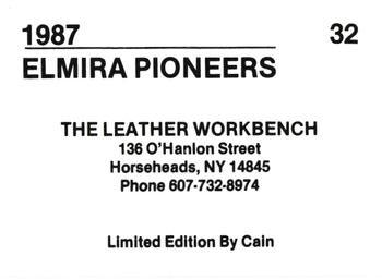 1987 Cain Elmira Pioneers Red #32 Mike Dillard Back