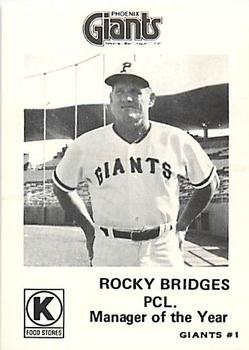 1975 Circle K Phoenix Giants #1 Rocky Bridges Front