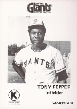 1975 Circle K Phoenix Giants #18 Tony Pepper Front
