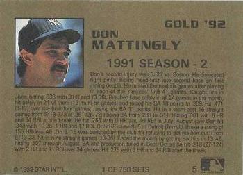 1992 Star Gold #5 Don Mattingly Back