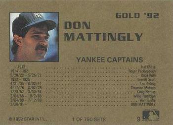 1992 Star Gold #9 Don Mattingly Back