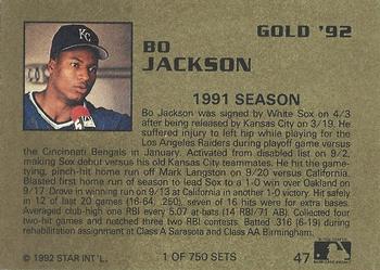 1992 Star Gold #47 Bo Jackson Back