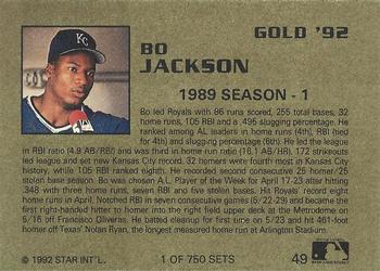 1992 Star Gold #49 Bo Jackson Back