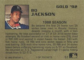 1992 Star Gold #51 Bo Jackson Back