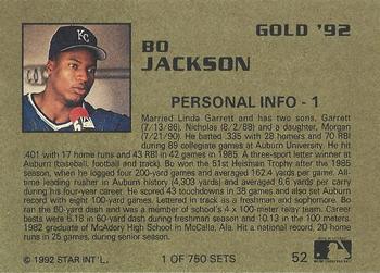 1992 Star Gold #52 Bo Jackson Back