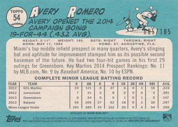 2014 Topps Heritage Minor League - Black Border #54 Avery Romero Back
