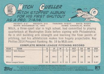 2014 Topps Heritage Minor League - Real One Autographs #ROA-MG Mitch Gueller Back