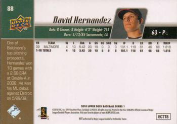 2010 Upper Deck #88 David Hernandez Back