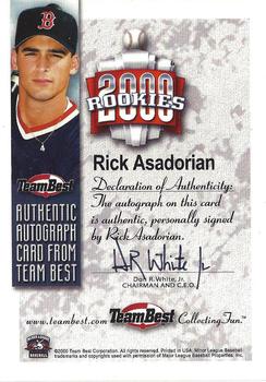 2000 Team Best Rookies - Autographs #NNO Rick Asadoorian Back