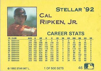 1992 Star Stellar #46 Cal Ripken Jr. Back