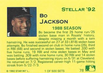 1992 Star Stellar #78 Bo Jackson Back