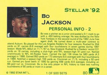 1992 Star Stellar #80 Bo Jackson Back