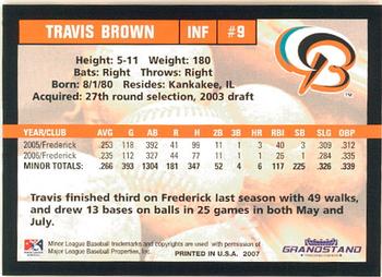 2007 Grandstand Bowie Baysox #NNO Travis Brown Back