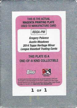2014 Topps Heritage Minor League - Real One Dual Autographs Printing Plates Magenta #RDOA-PM Gregory Polanco / Austin Meadows Back