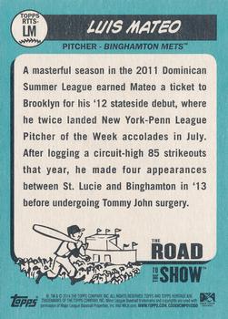 2014 Topps Heritage Minor League - The Road to the Show #RTTS-LM Luis Mateo Back