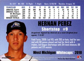 2010 Grandstand West Michigan Whitecaps #NNO Hernan Perez Back