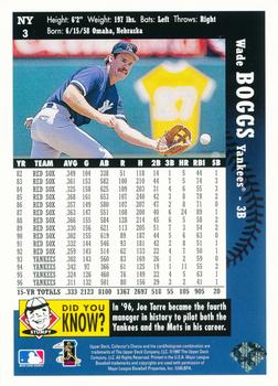 1997 Collector's Choice New York Yankees #NY3 Wade Boggs Back