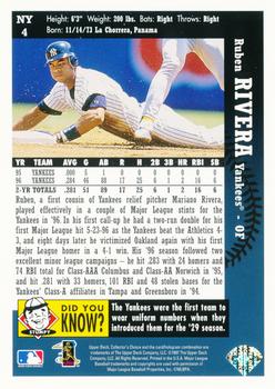 1997 Collector's Choice New York Yankees #NY4 Ruben Rivera Back