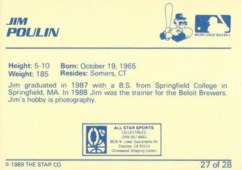 1989 Star Stockton Ports - Platinum #27 Jim Poulin Back