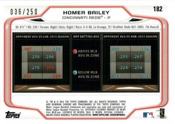 2014 Bowman Chrome - Blue Refractor #182 Homer Bailey Back