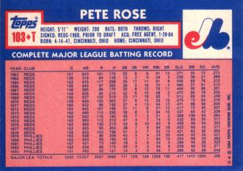 1984 Topps Traded #103T Pete Rose Back
