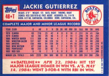 1984 Topps Traded #46T Jackie Gutierrez Back