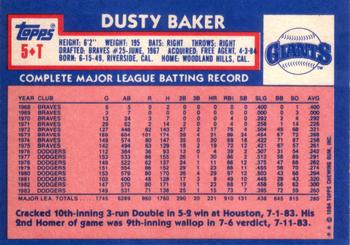 1984 Topps Traded #5T Dusty Baker Back