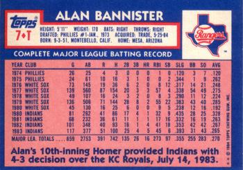 1984 Topps Traded #7T Alan Bannister Back