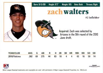 2011 Grandstand South Bend Silver Hawks #NNO Zach Walters Back