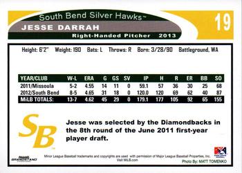 2013 Grandstand South Bend Silver Hawks #NNO Jesse Darrah Back