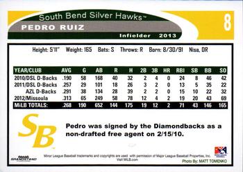 2013 Grandstand South Bend Silver Hawks #NNO Pedro Ruiz Back