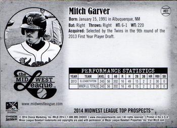 2014 Choice Midwest League Top Prospects #07 Mitch Garver Back