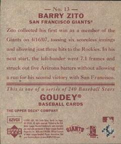2007 Upper Deck Goudey - Red Backs #13 Barry Zito Back