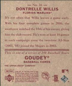 2007 Upper Deck Goudey - Red Backs #36 Dontrelle Willis Back