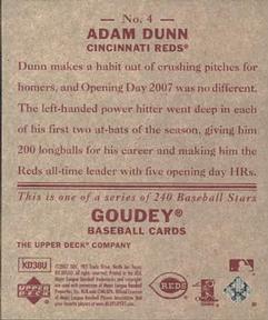 2007 Upper Deck Goudey - Red Backs #4 Adam Dunn Back